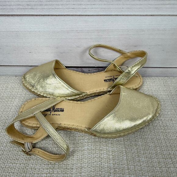 Neiman Marcus Metallic Espadrille Sandals Womens 36 / 6 - Picture 1 of 5